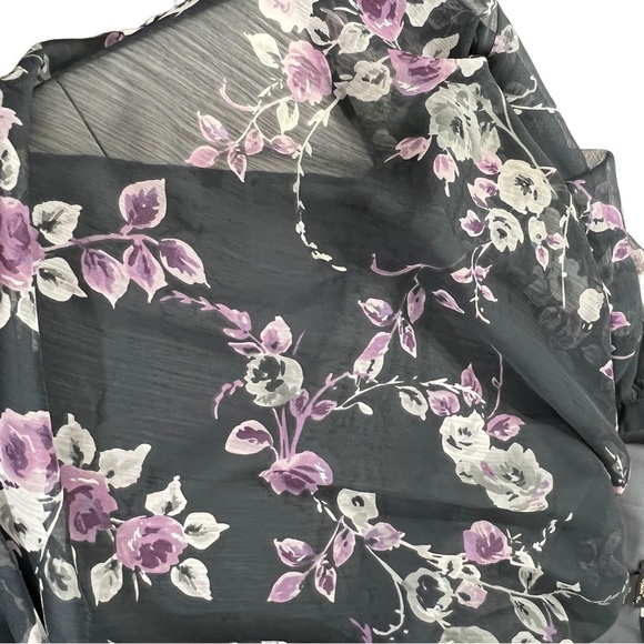 NUE Options Women's 2X Floral Sheer Blouse w/ Gray Embroidered Back - Picture 4 of 12